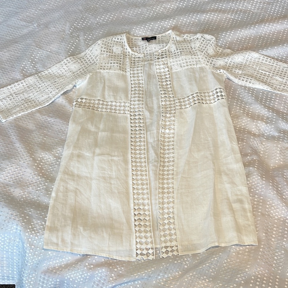 🌸Carre noir linen swimsuit coverup with 3/4 sleeves - Picture 5 of 10